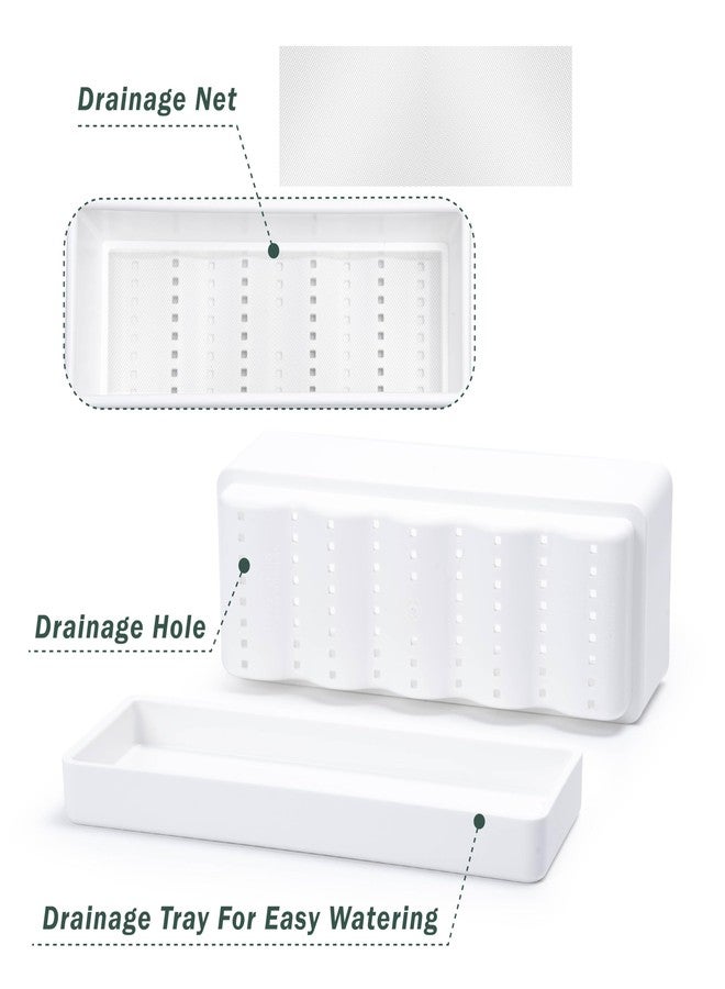 D'vine Dev 12 Inch Window Box Planter, Rectangle Plastic Herb Planter with Drainage Holes and Saucer, Indoor Succulent Cactus Vegetable Pot for Windowsill, Garden Balcony, White, Set of 1, 76-X-A-1 - Image 5